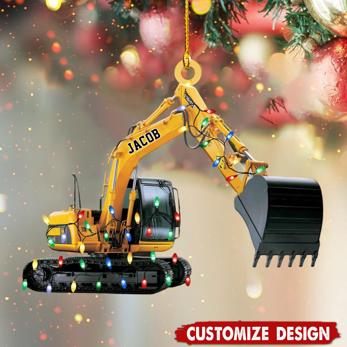 Personalized Excavator Led Light Christmas Ornament-2024 New Release