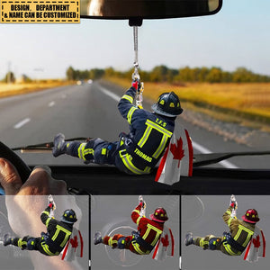 Personalized US/CA Firefighter Custom Name & Department Car Hanging Ornament