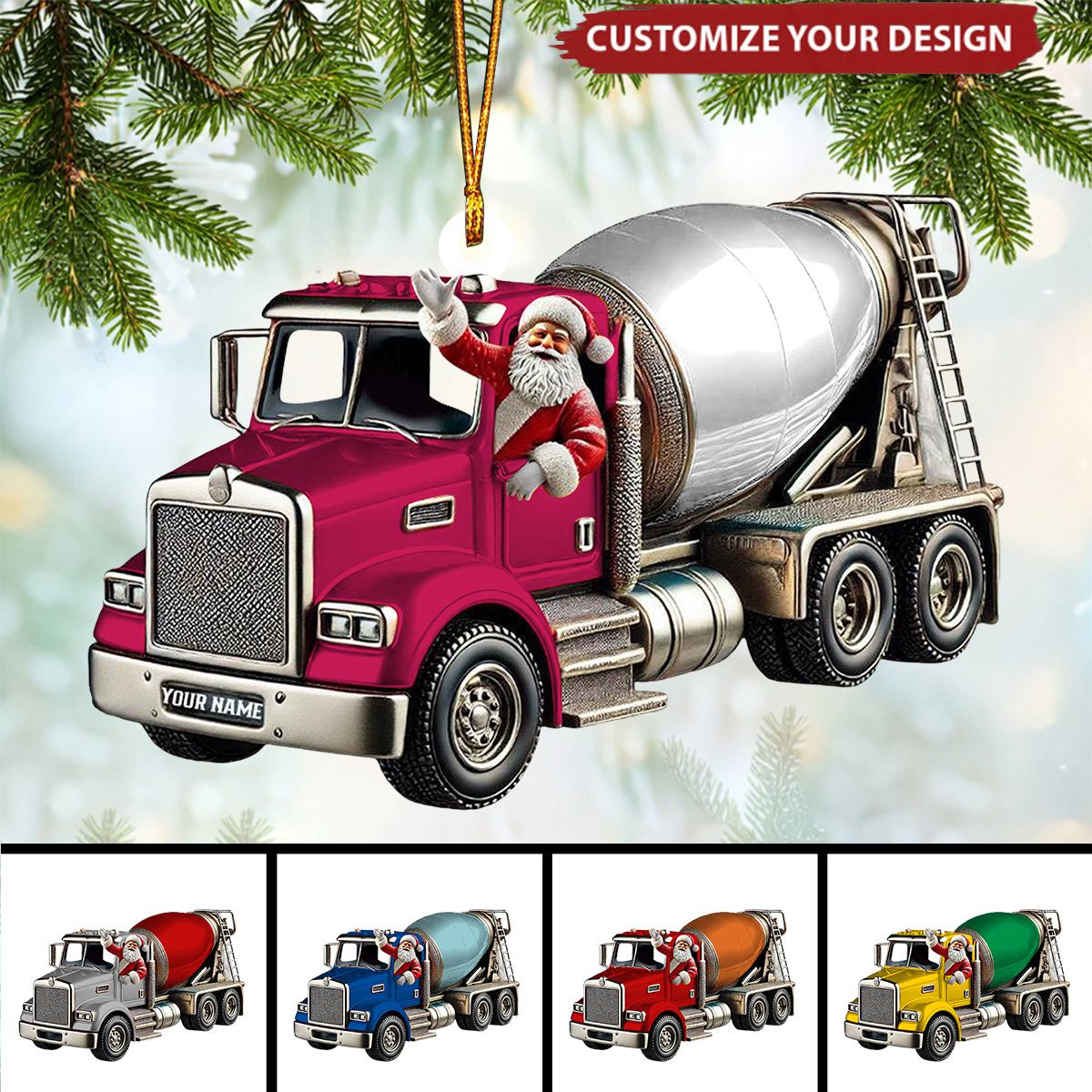 Personalized Cement Mixer Santa Ornament - 2025 New Release Unique Holiday Gift for Construction Fans