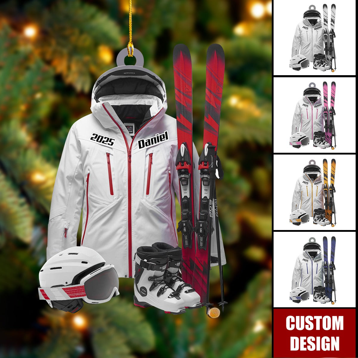 Personalized Ski Ornament: Custom Name, Skier/Snowboarder Gift