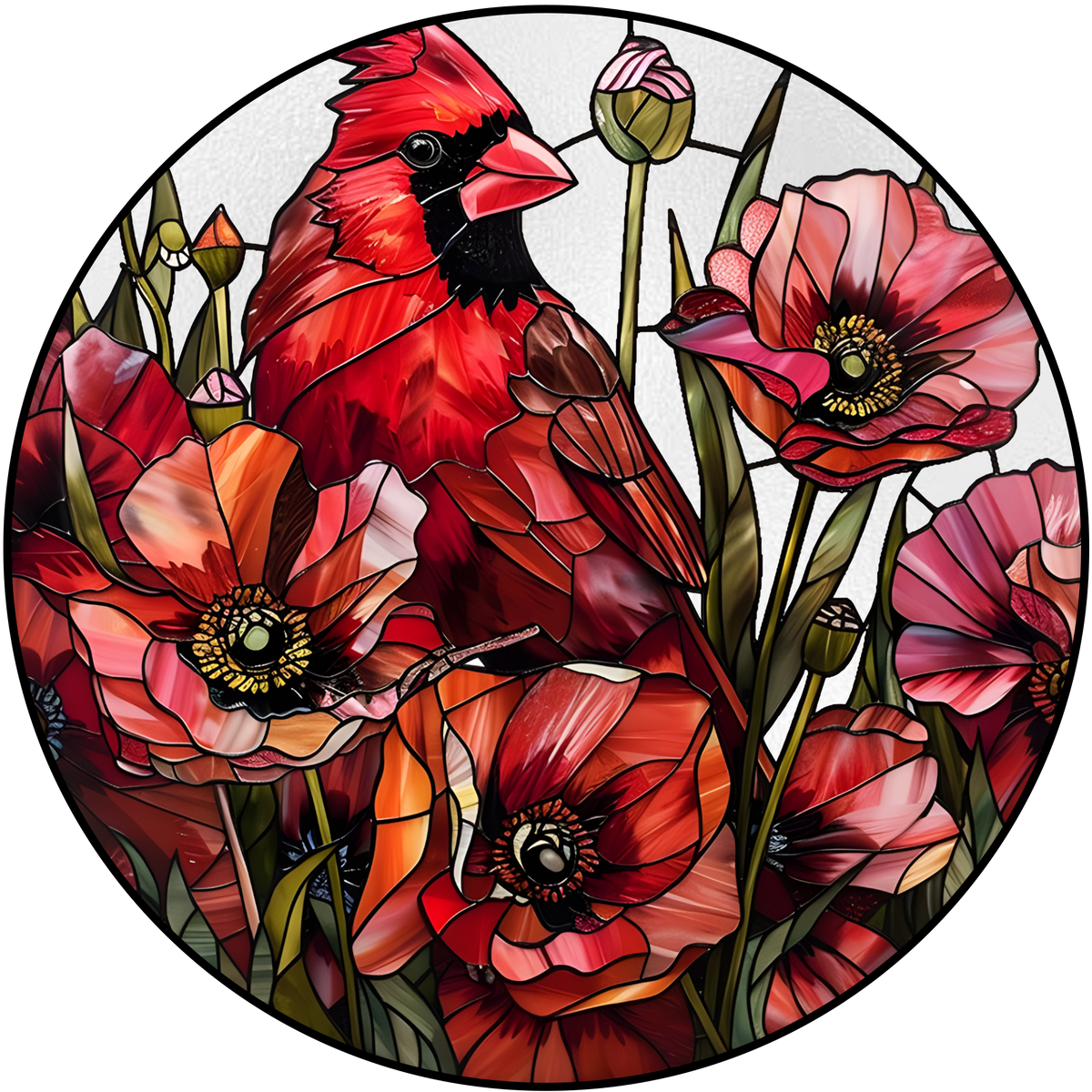 Cardinal&Hummingbird Stained Glass Suncatcher Window Hangings-Memorial Gift