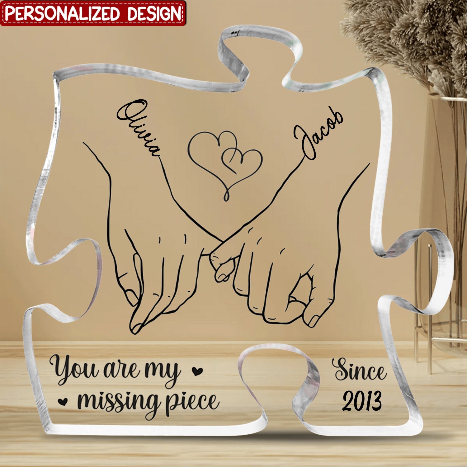 You Are My Missing Piece - Couple Personalized Puzzle Shaped Acrylic Plaque - Gift For Husband Wife, Anniversary