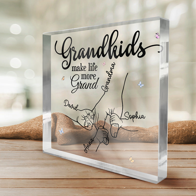 Grandkids Make Life More Grand - Family Personalized Square Shaped Acr ...