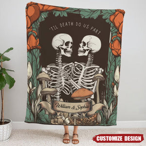Skeleton Couple Custom Gift 'Til Death Do Us Part' Personalized Blanket
