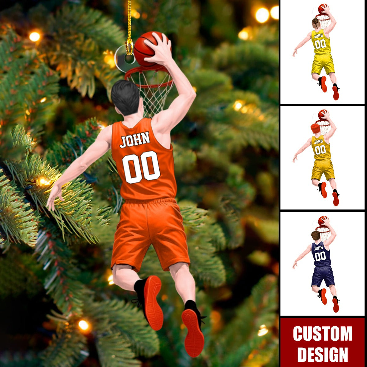 Jumping Dunking Personalized Ornament - Gift For Basketball Lovers