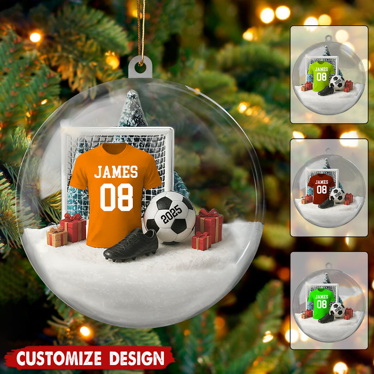 Personalized Dream Locker Soccer Jersey Snow Globe Christmas Ornament - Gift for Soccer Players, Son, Daughter, Grandkids, Team Members