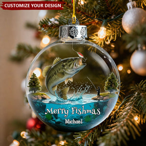 Merry Fishmas - Personalized Fishing Transparent Ornament