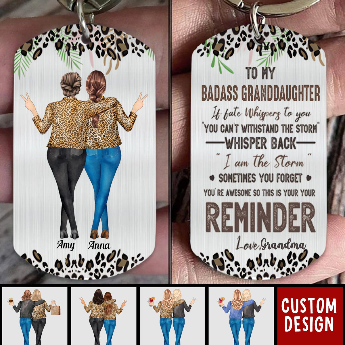 To My Daughter/Granddaughter Whisper Back I Am The Storm - Personalized Stainless Steel Keychain