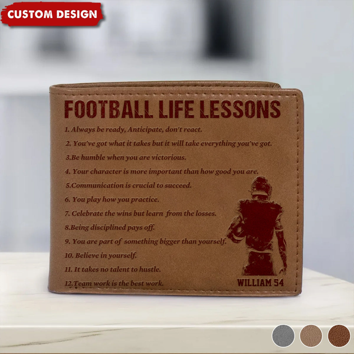 Personalized American Football Leather Wallet - Gift American Football Lovers
