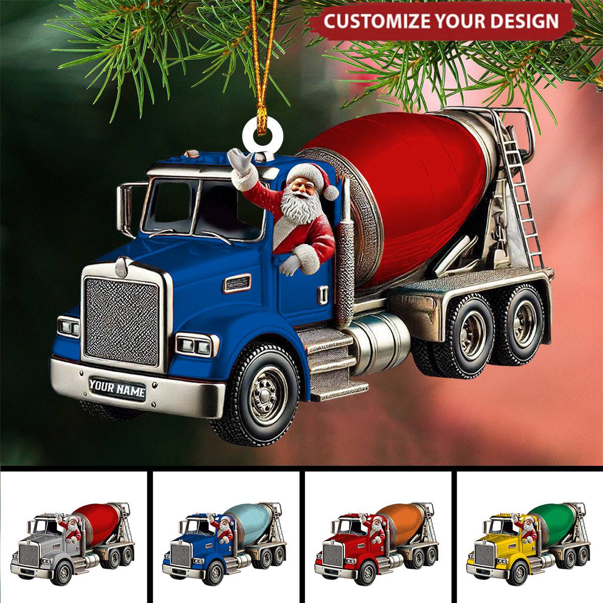 Personalized Cement Mixer Santa Ornament - 2025 New Release Unique Holiday Gift for Construction Fans