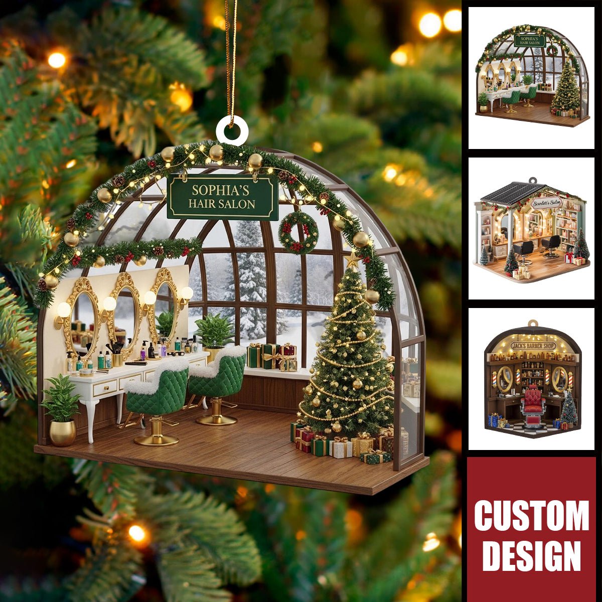 Personalized Hair Salon Christmas Ornament - Gift  For Hairdresser