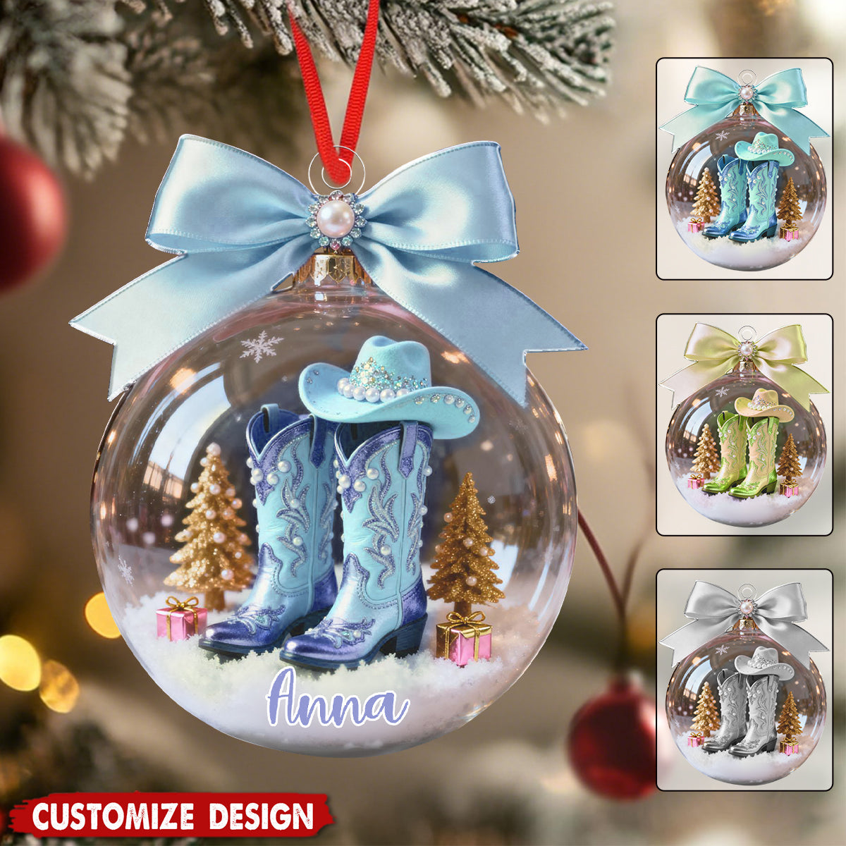 Personalized Boot Christmas Ornament - Gift For Cowboy Cowgirl