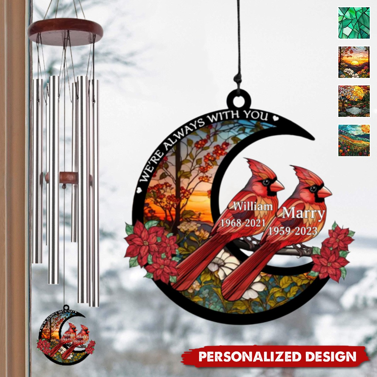 When Cardinals Appear,Angels Are Near-Memorial Personalized Wind Chime Suncatcher
