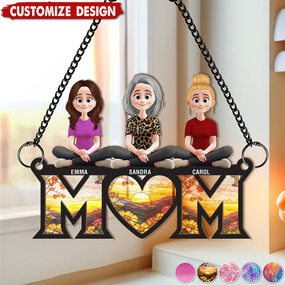 Personalized Window Hanging Suncatcher Ornament - Mother's Day Gift For Mom,Grandma