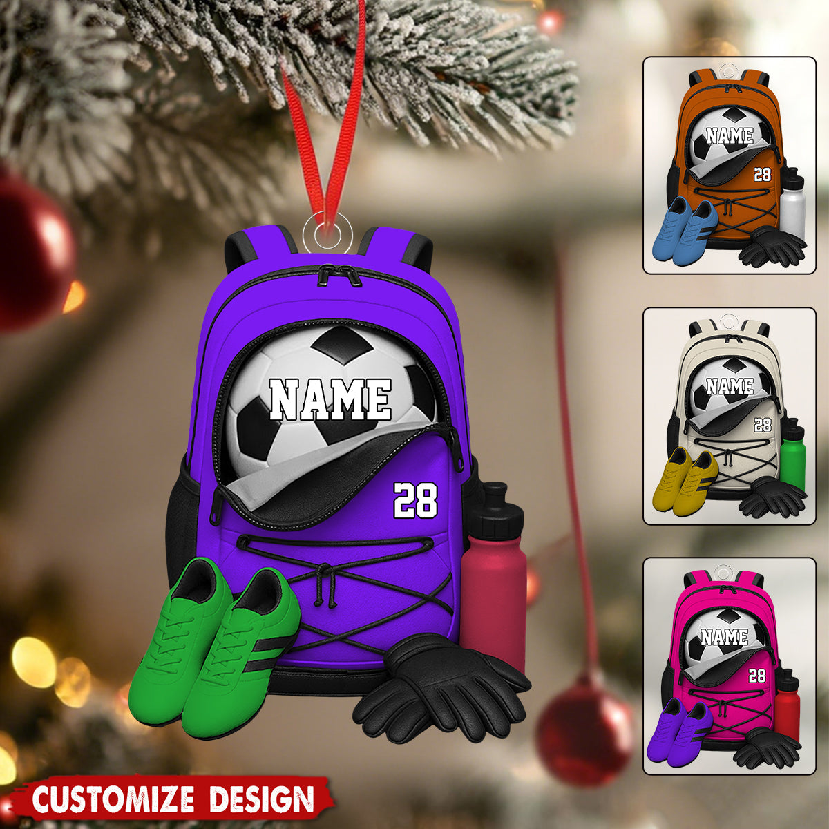 Personalized Soccer Bag Christmas Ornament - Gift For Soccer Player, Soccer Team