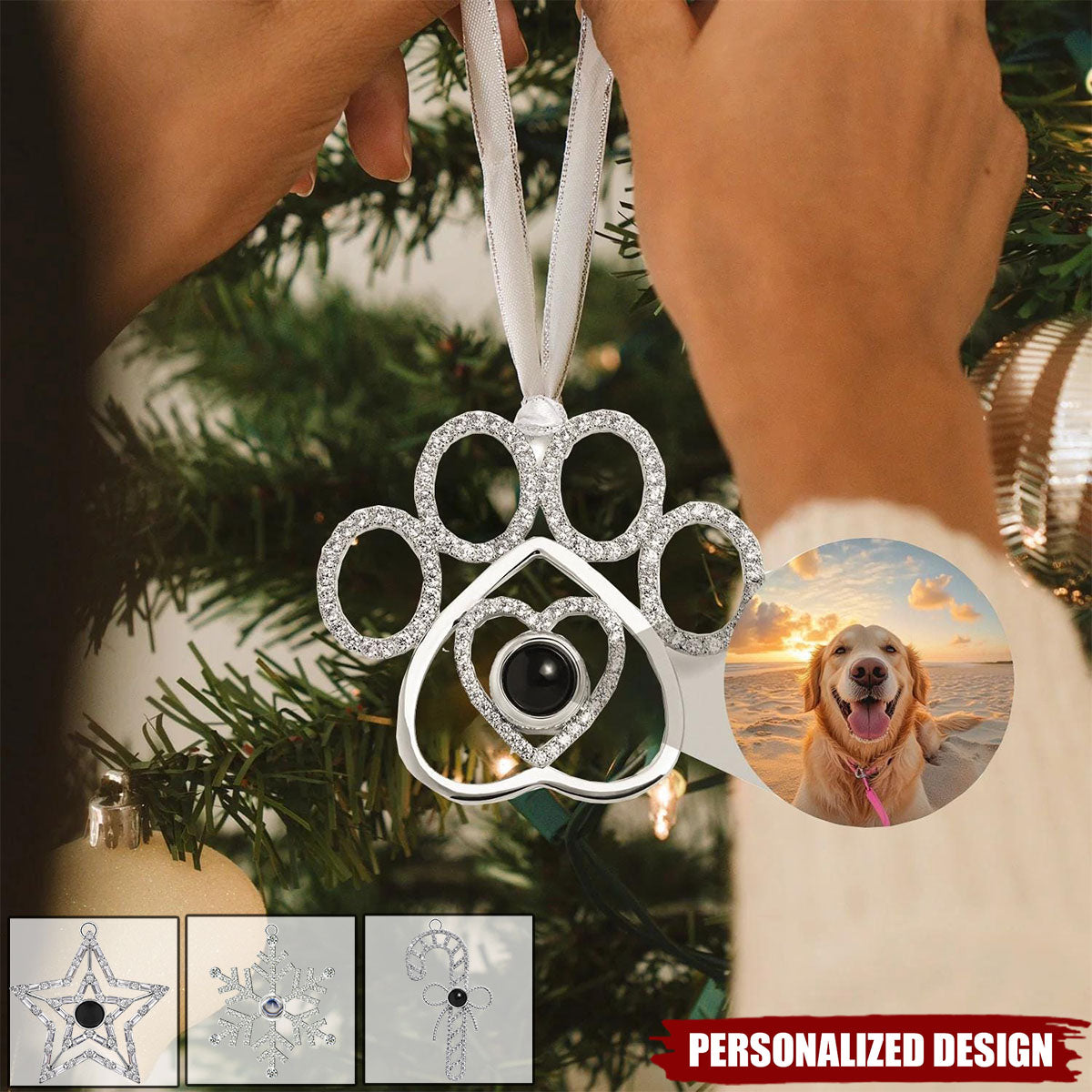 Personalized Family Photo Projection Ornament for Christmas