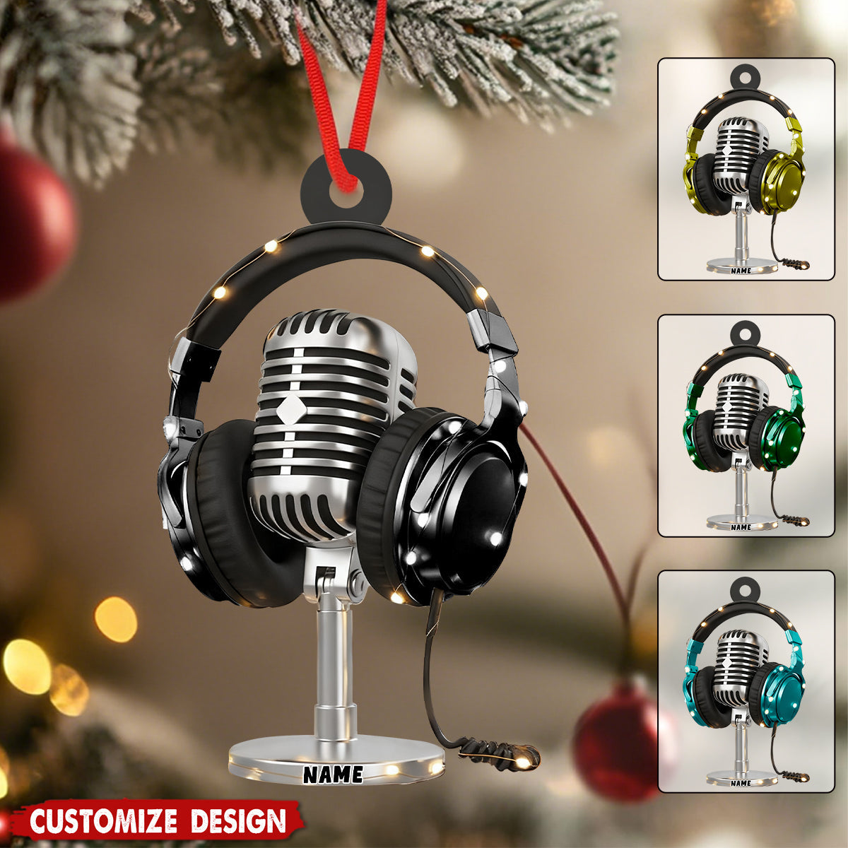 Personalized Microphone Radio Christmas Ornament - Gifts For Music Lover