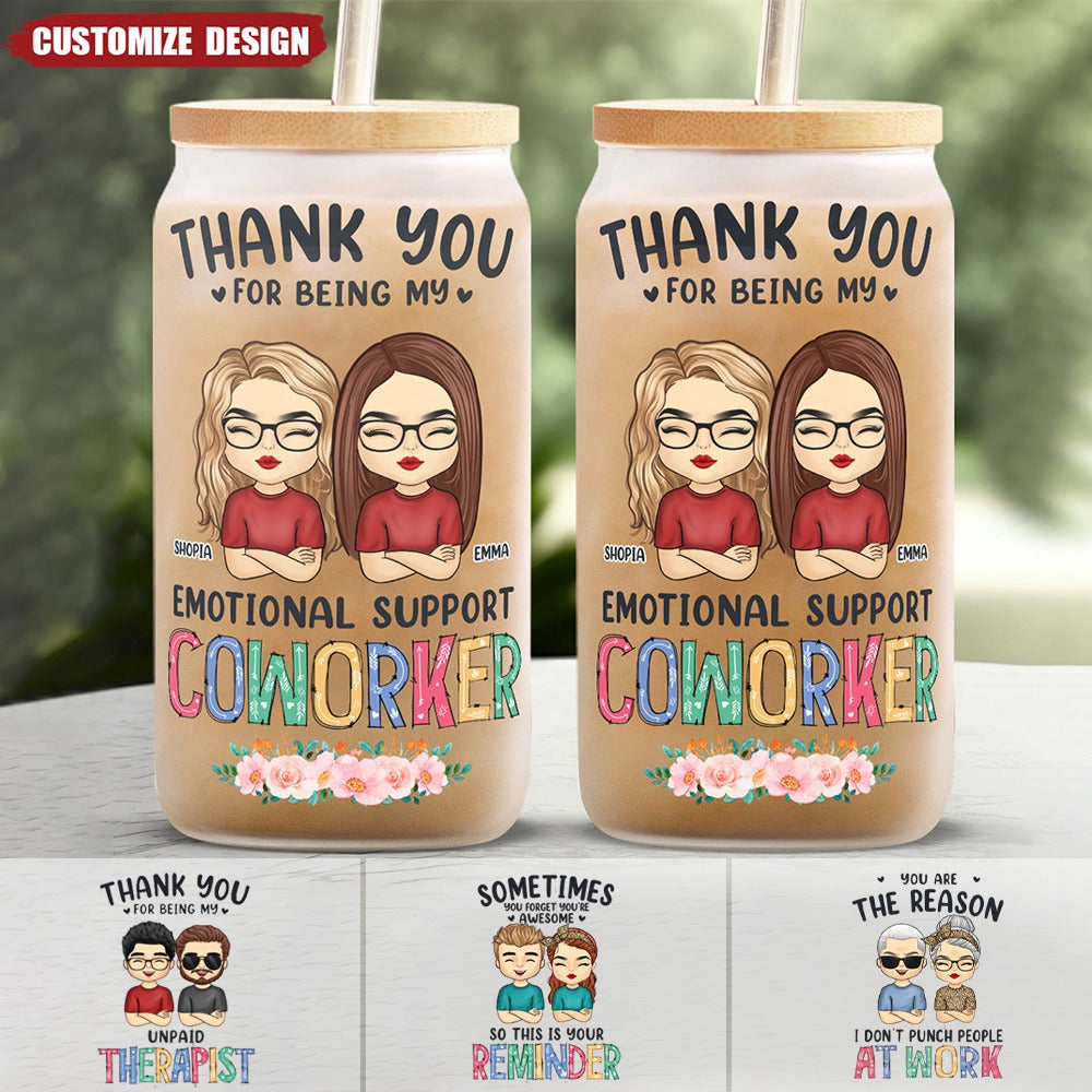 Thanks For Being My Unpaid Therapist - Bestie Personalized Custom Glass Cup, Iced Coffee Cup - Gift For Best Friends, BFF, Sisters, Coworkers