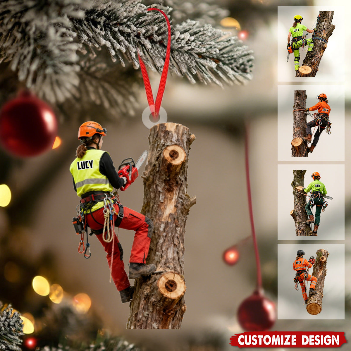 New Release - Personalized Female Arborist Christmas Ornament - Gift For Arborist