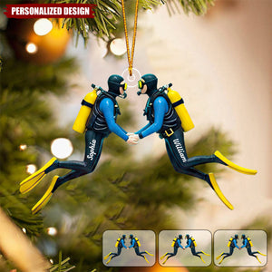 Personalized  Scuba Diving Couple Acrylic Ornament Gifts For Couple