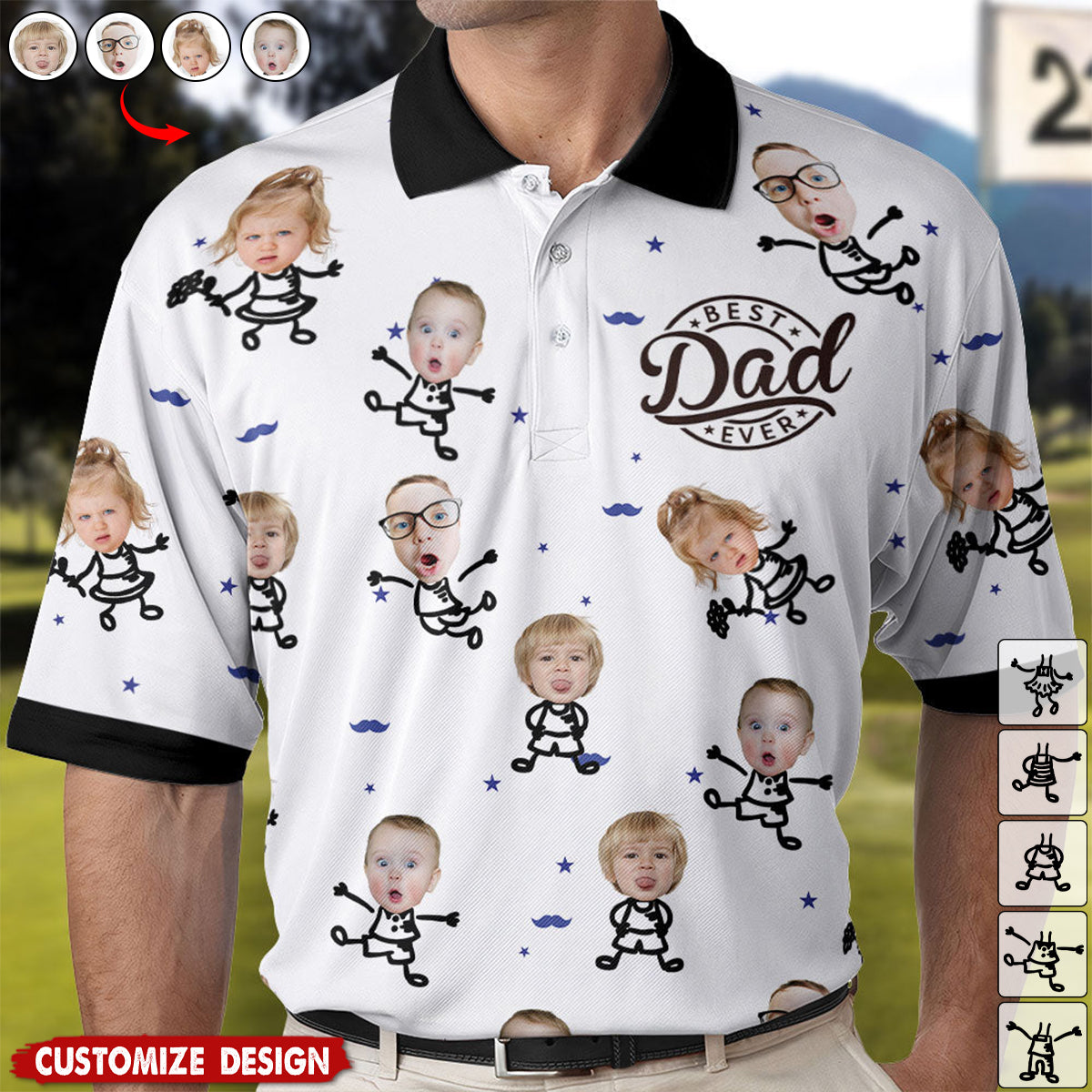 Best Dad Ever Gift For Dad, Grandpa - Personalized Photo Polo Shirt