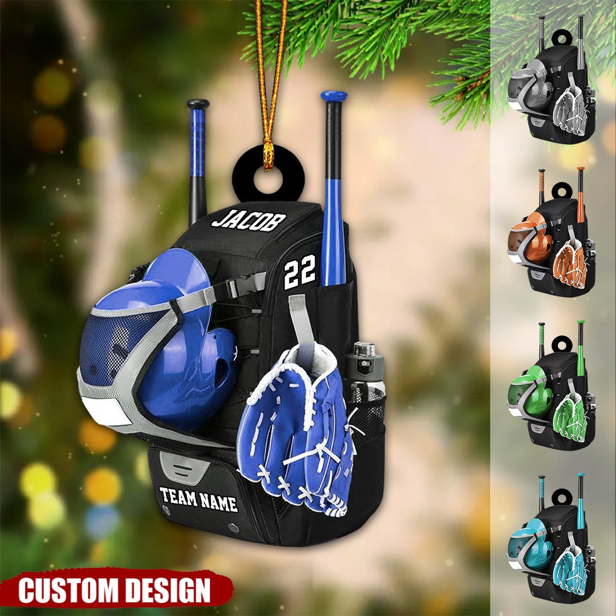 Personalized Baseball Bag with Helmet & Gloves Christmas Ornament, Gift For Baseball Lovers - 2025 New Release