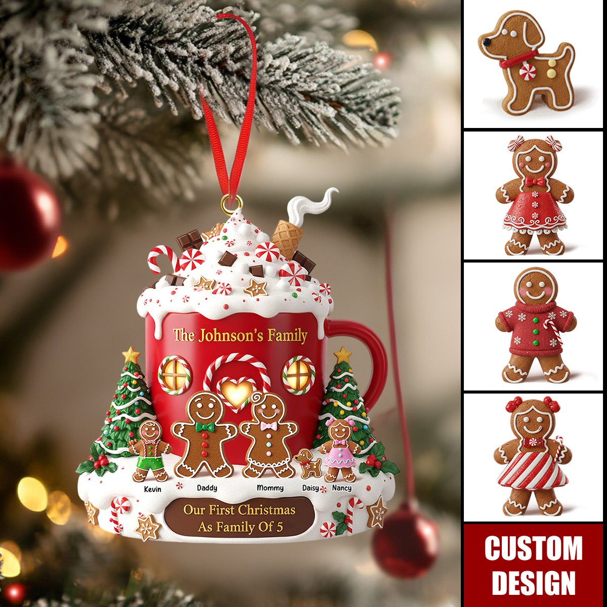 Personalized Gingerbread Christmas Family Ornament - Gift For Family