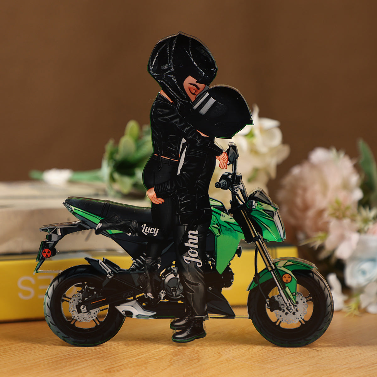 Motorcycle Kissing Doll Couple Personalized Acrylic Plaque