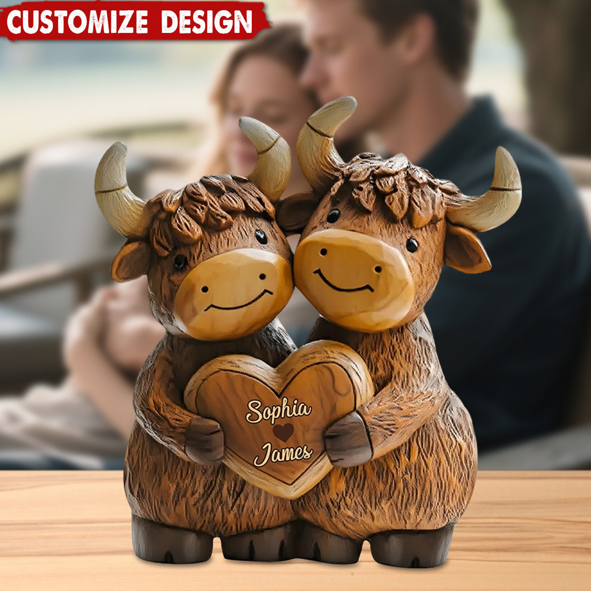 Personalized Cute Highland Cow Couple Acrylic Plaque