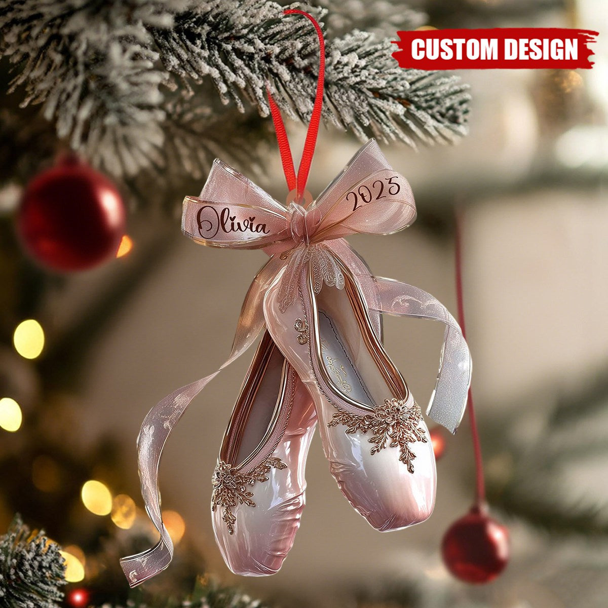 Personalized Ballet Shoes Christmas Ornament