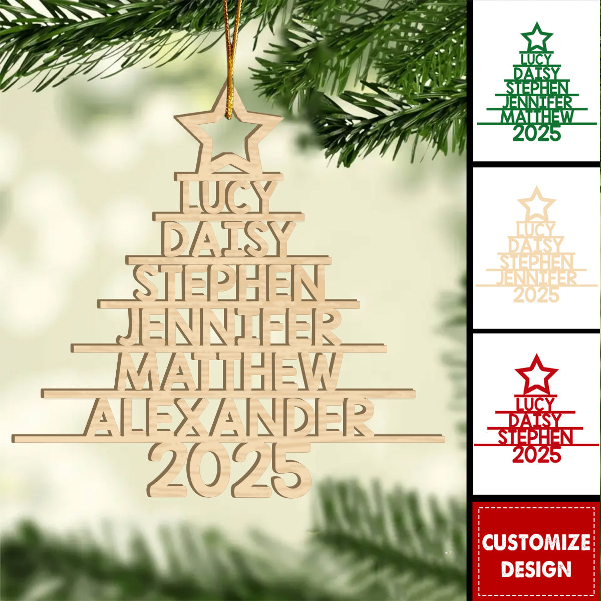 2025 New Release Personalized Family Name Wood Ornament