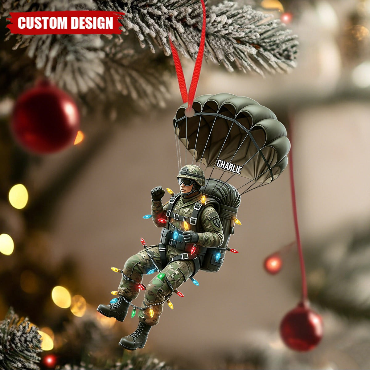 Military Parachutist - Personalized Veteran Ornament