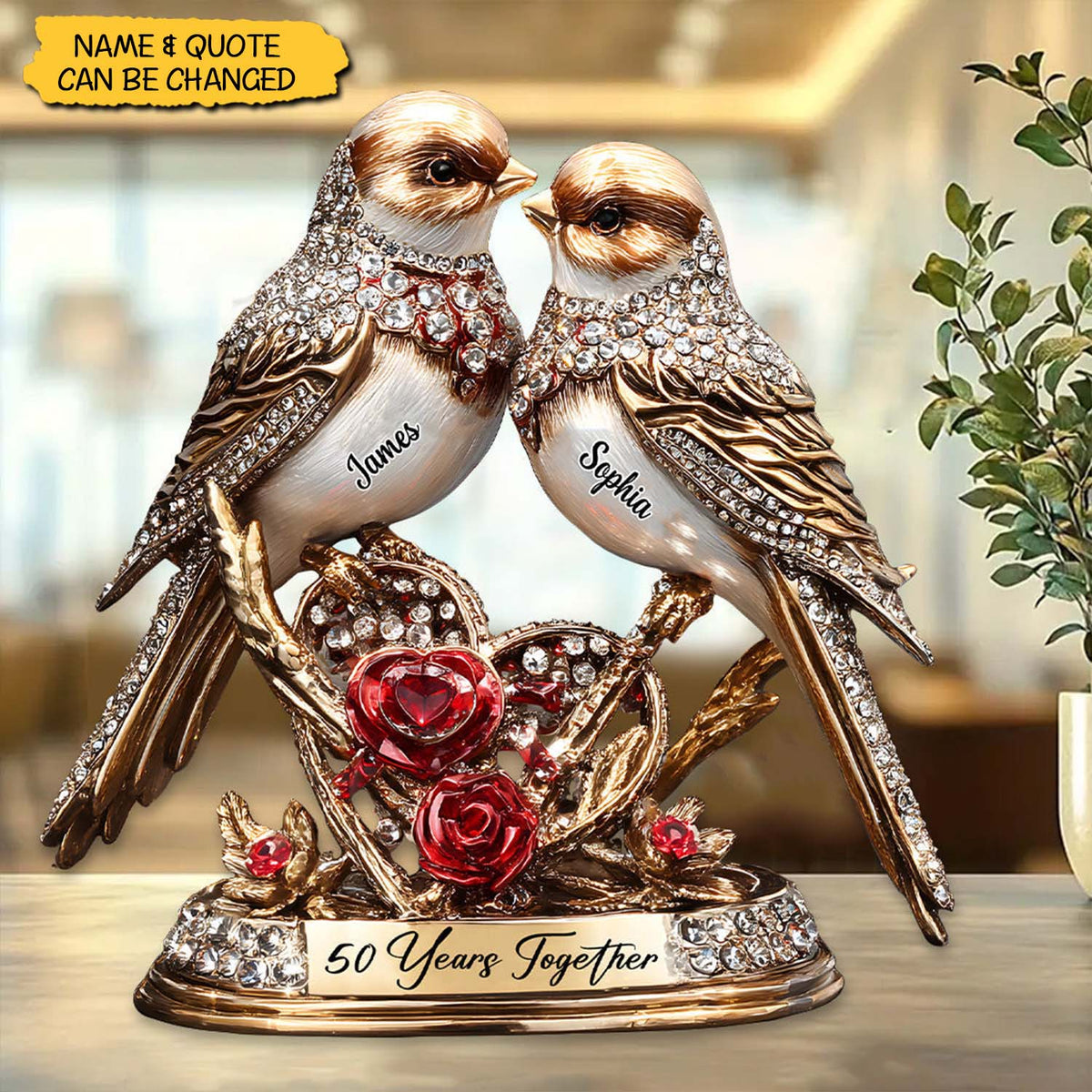 Lovebirds Couple Anniversary 50 Years Together - Personalized Acrylic Plaque