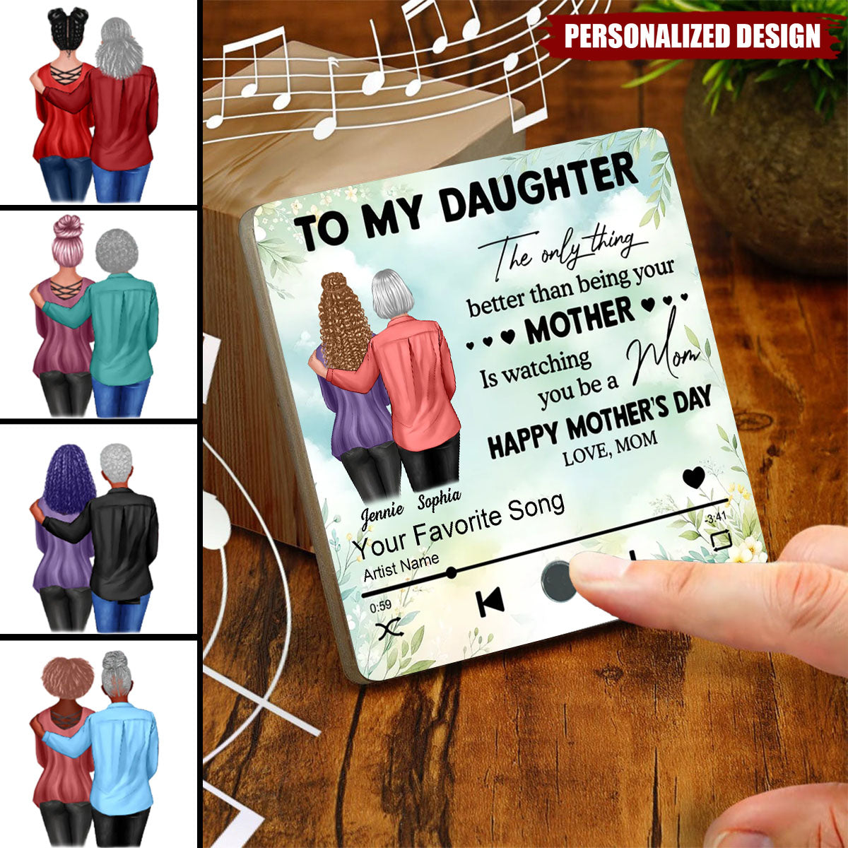 To My Daughter From Mom-Personalized Music Fridge Magnet-Mother's Day Gift
