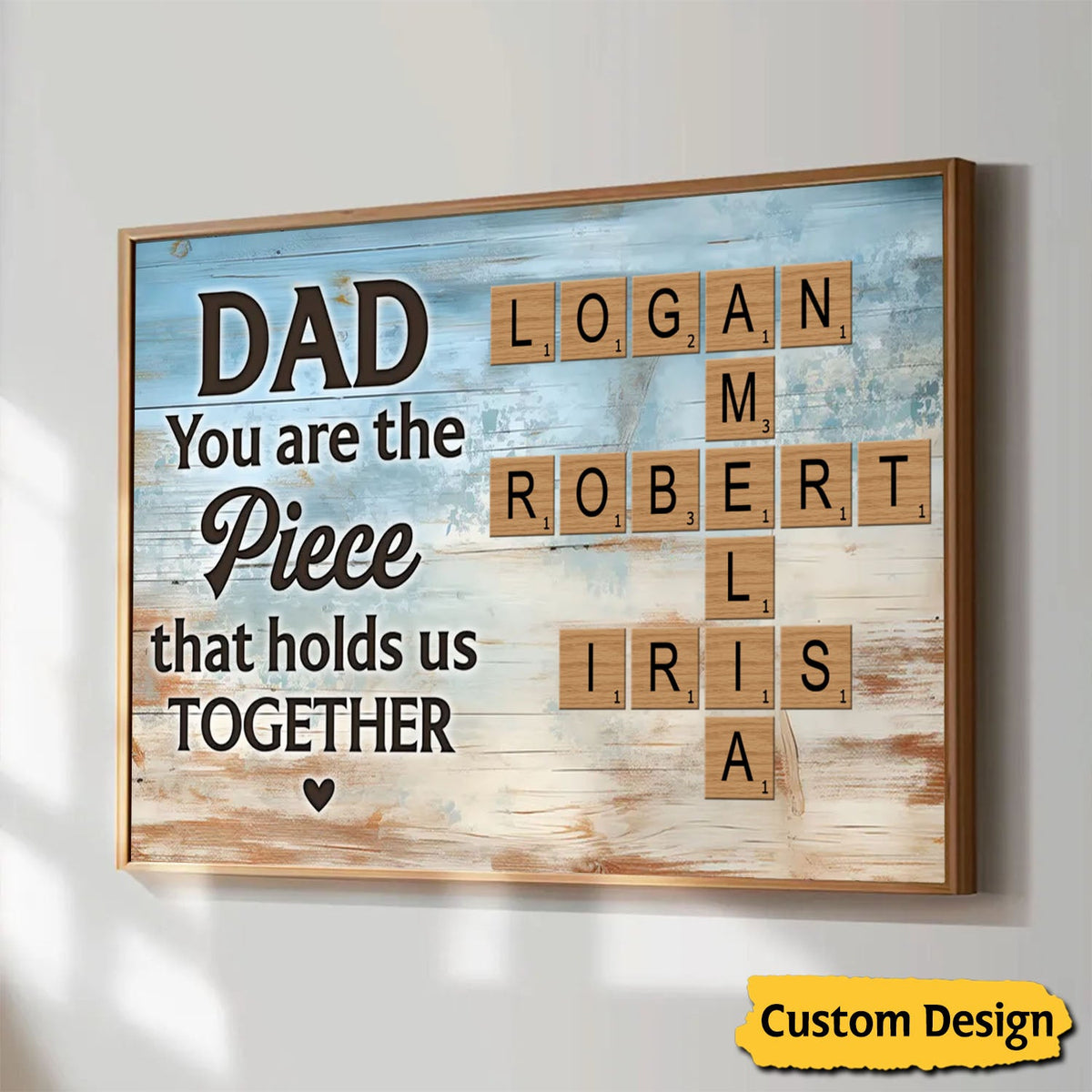 Dad You Are The Piece Crossword Puzzle Art Rustic Personalized Poster, Gift For Dad