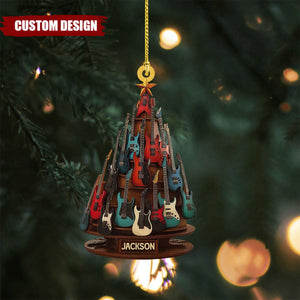 Personalized Electric Guitar 2D Flat Ornament, Guitar Christmas Ornament, Guitar Xmas Decor, Christmas Gift for Music Lovers, Guitar Players