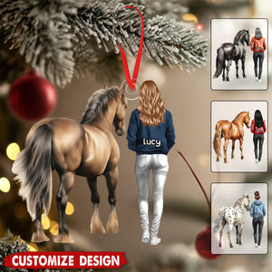 Personalized Woman And Horse Ornament - Gift For Horse Lovers