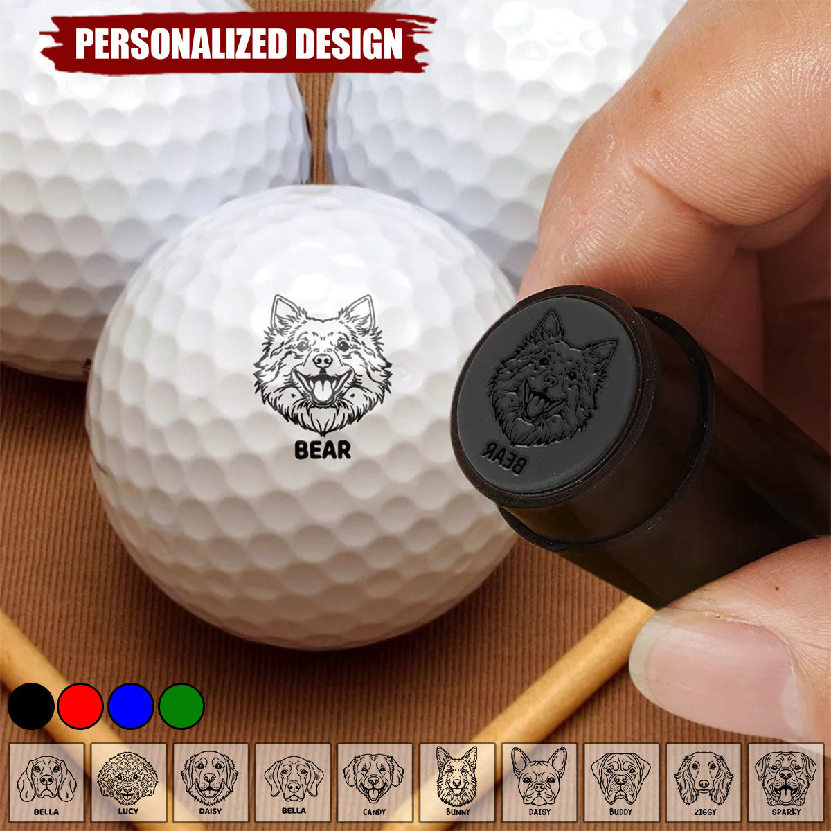 Dogs Make Me Happy-Personalized Golf Ball Stamp With Metal Storage Box