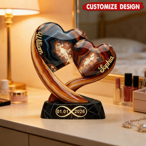 Together Forever - Personalized Two Heart Couple Plaque