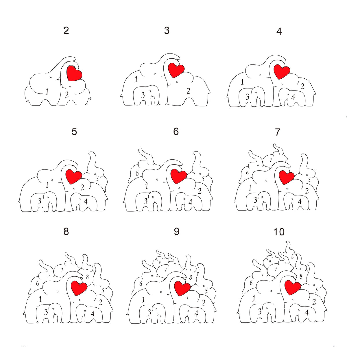 Personalized Elephant Family Wooden Art Puzzle, Gift For Family