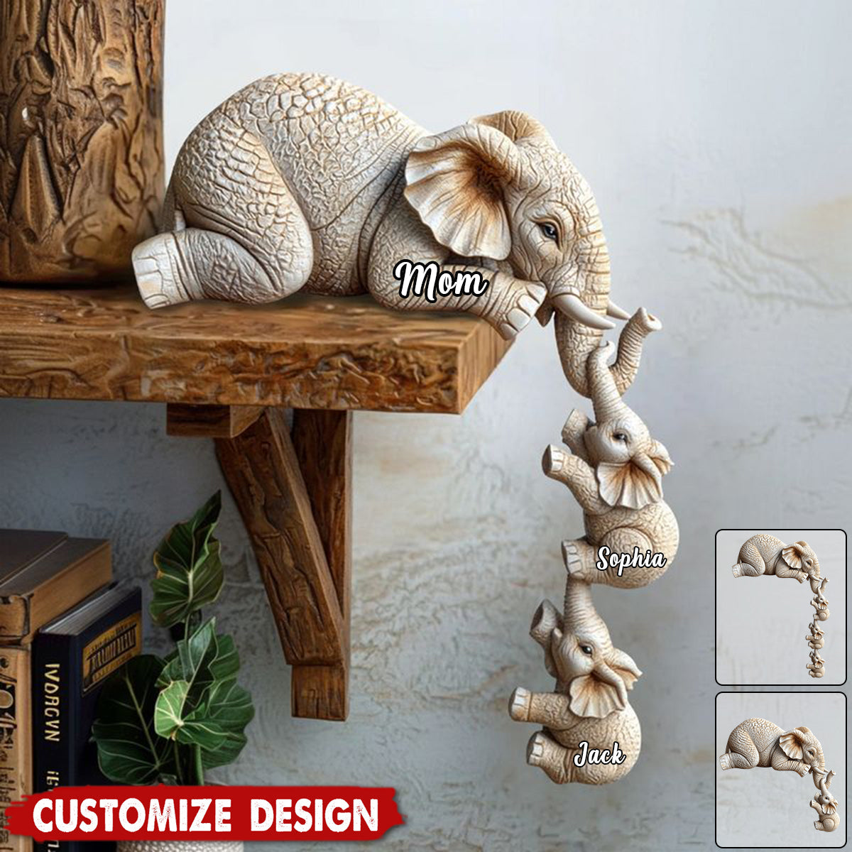 Elephant Motherhood - Personalized Shaped Acrylic Plaque - Gift For Mom,Grandma