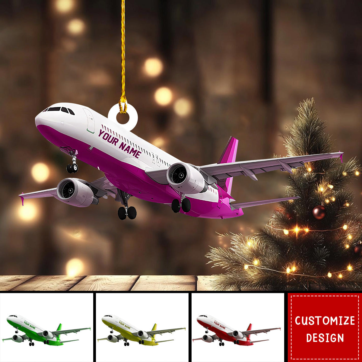 Personalized Airplane Acrylic Christmas Ornament - Gift For Pilot