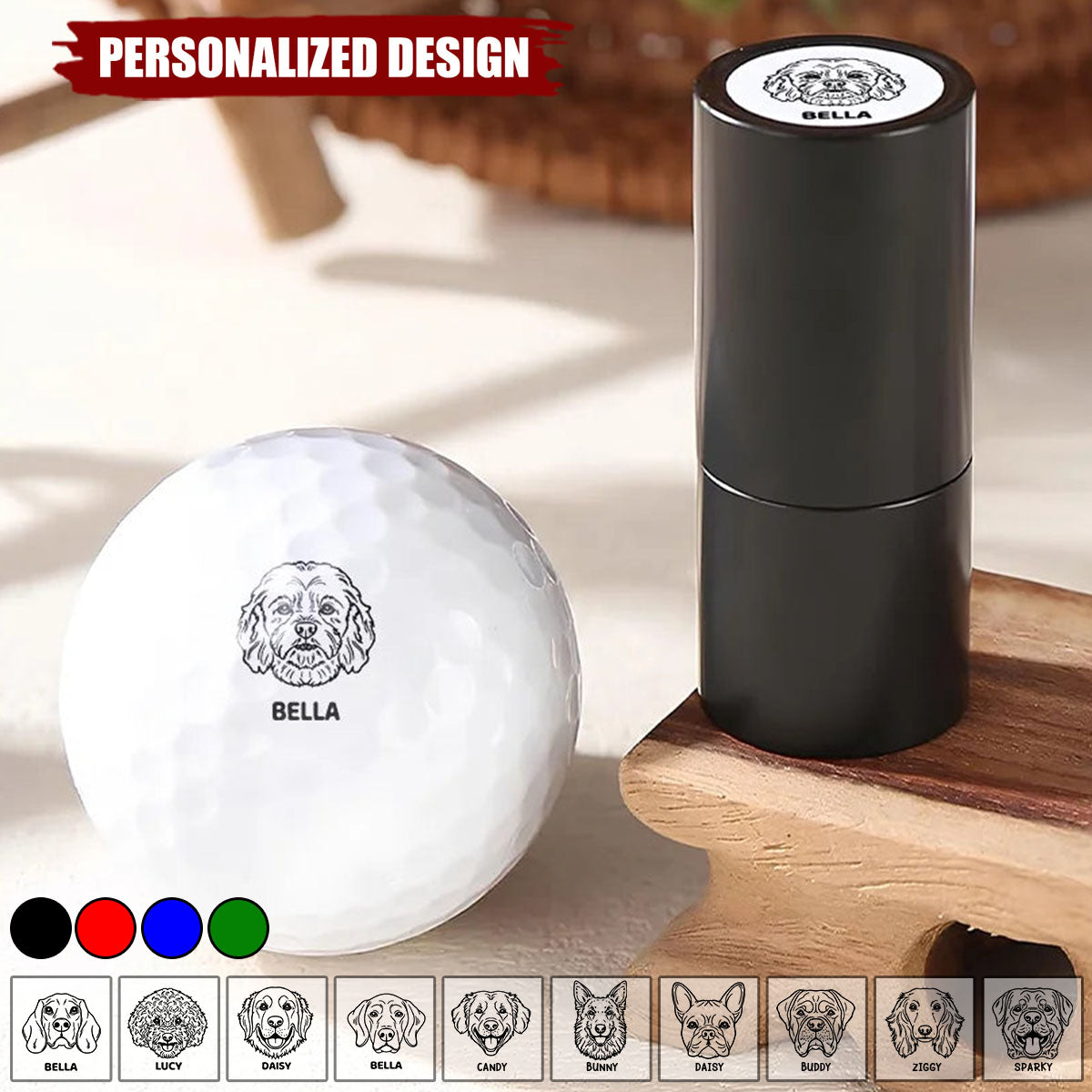 Dogs Make Me Happy-Personalized Golf Ball Stamp With Metal Storage Box