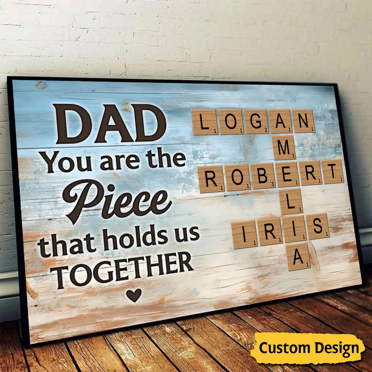 Dad You Are The Piece Crossword Puzzle Art Rustic Personalized Poster, Gift For Dad