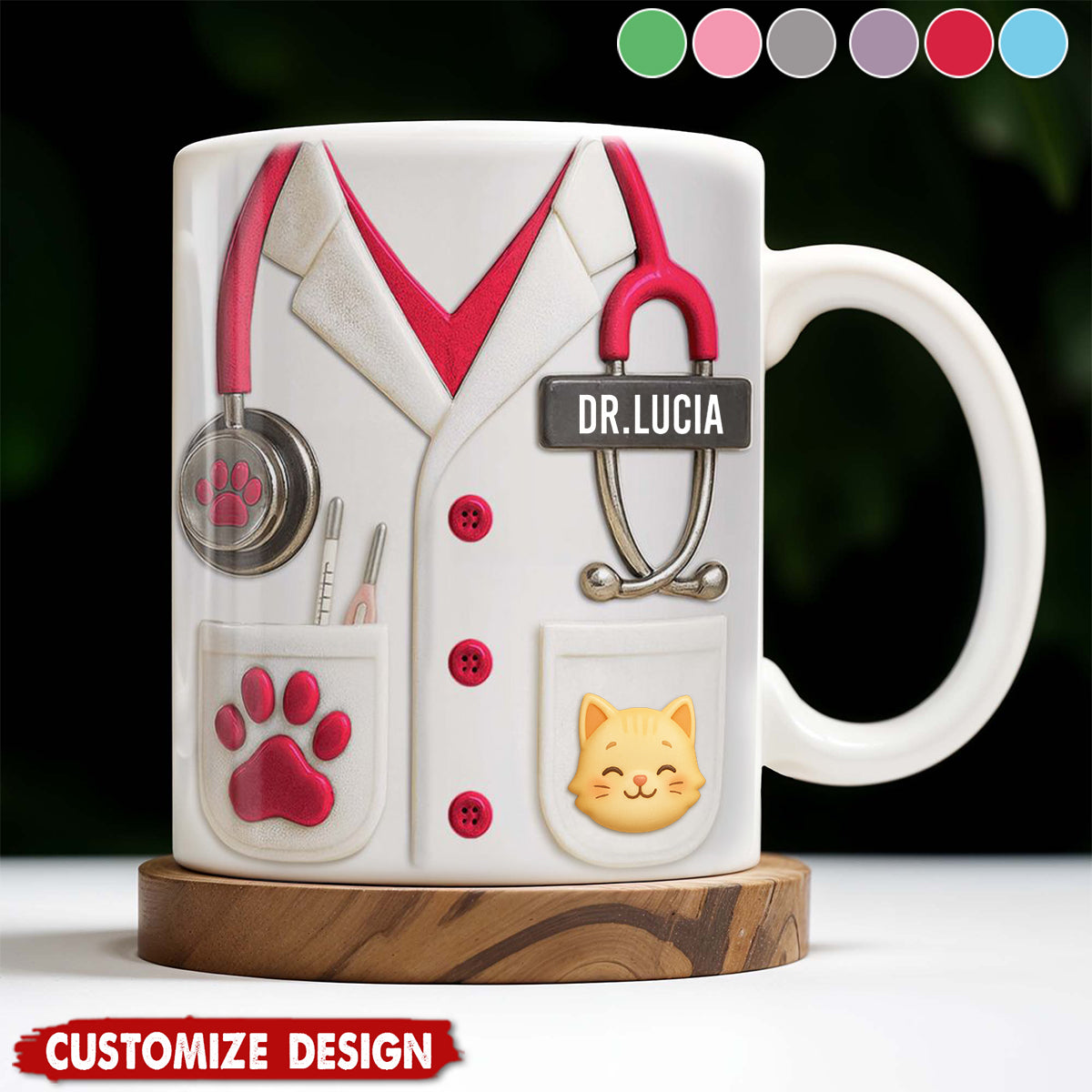 Medical Professional Design With Stethoscope And Dog Cat - Personalized Coffee Mug - Gift For Veterinarians