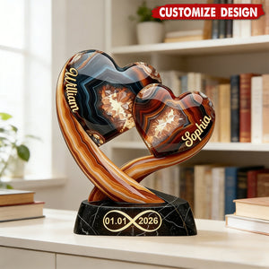 Together Forever - Personalized Two Heart Couple Plaque