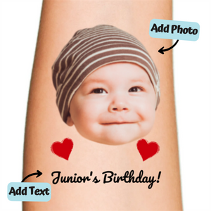 Personalized Photo Birthday Temporary Tattoos