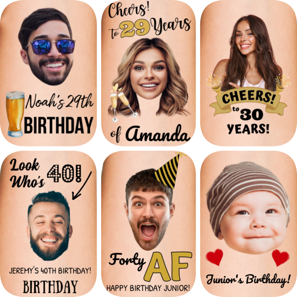 Personalized Photo Birthday Temporary Tattoos
