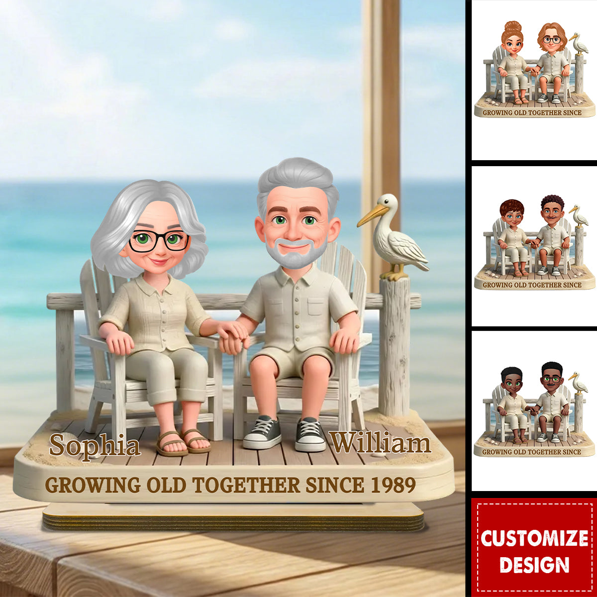 Growing Old Together-Personalized Couple Wooden Plaque