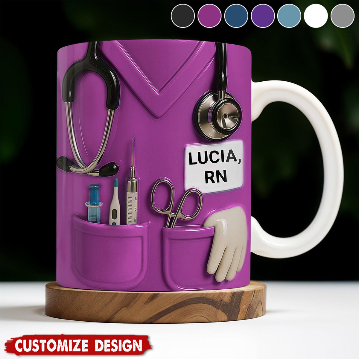 Celebrate Everyday Heroes, Stethoscope And Medical Instruments - Personalized Coffee Mug - Perfect Gift For Nurses